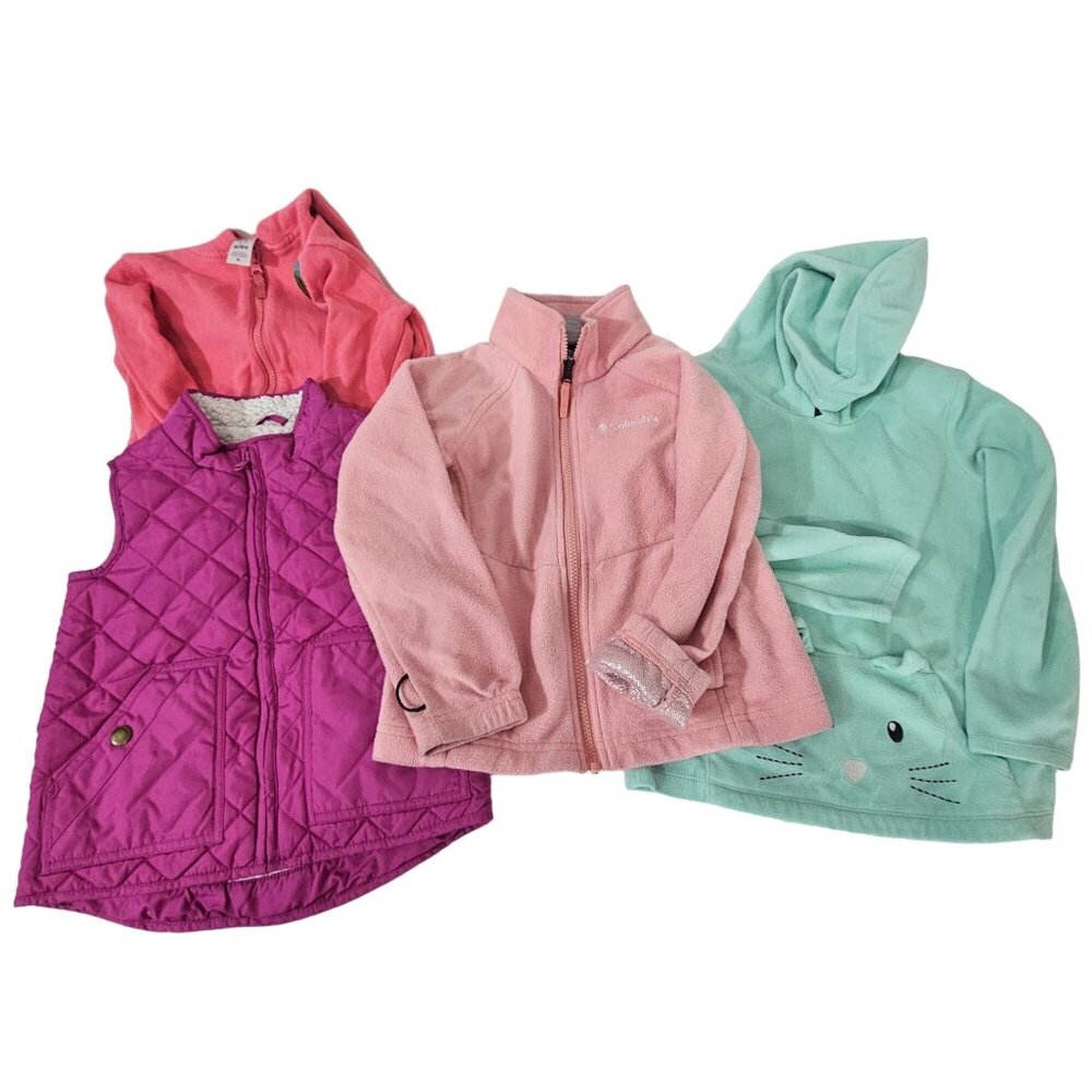 Toddler Girls Outerwear Bundle Columbia Jacket BabyGap Vest Sweater Hoodie